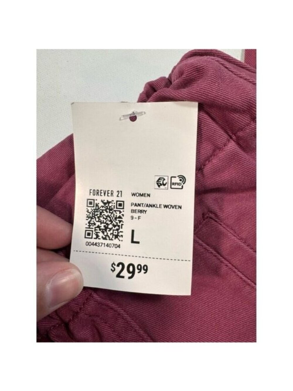 NWT Forever 21 Women's Size L Berry Cargo Joggers Woven Ankle Pants Burgundy - Picture 7 of 8